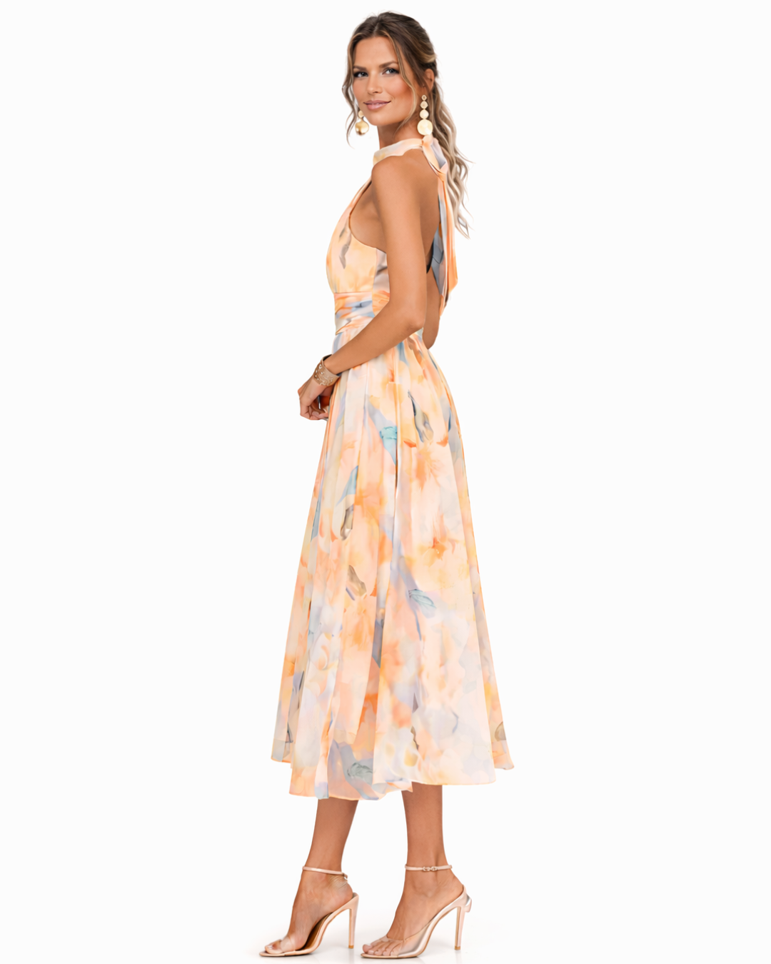 Aurora | Φόρεμα με Halter Λαιμόκοψη & Υδατογραφικό Print