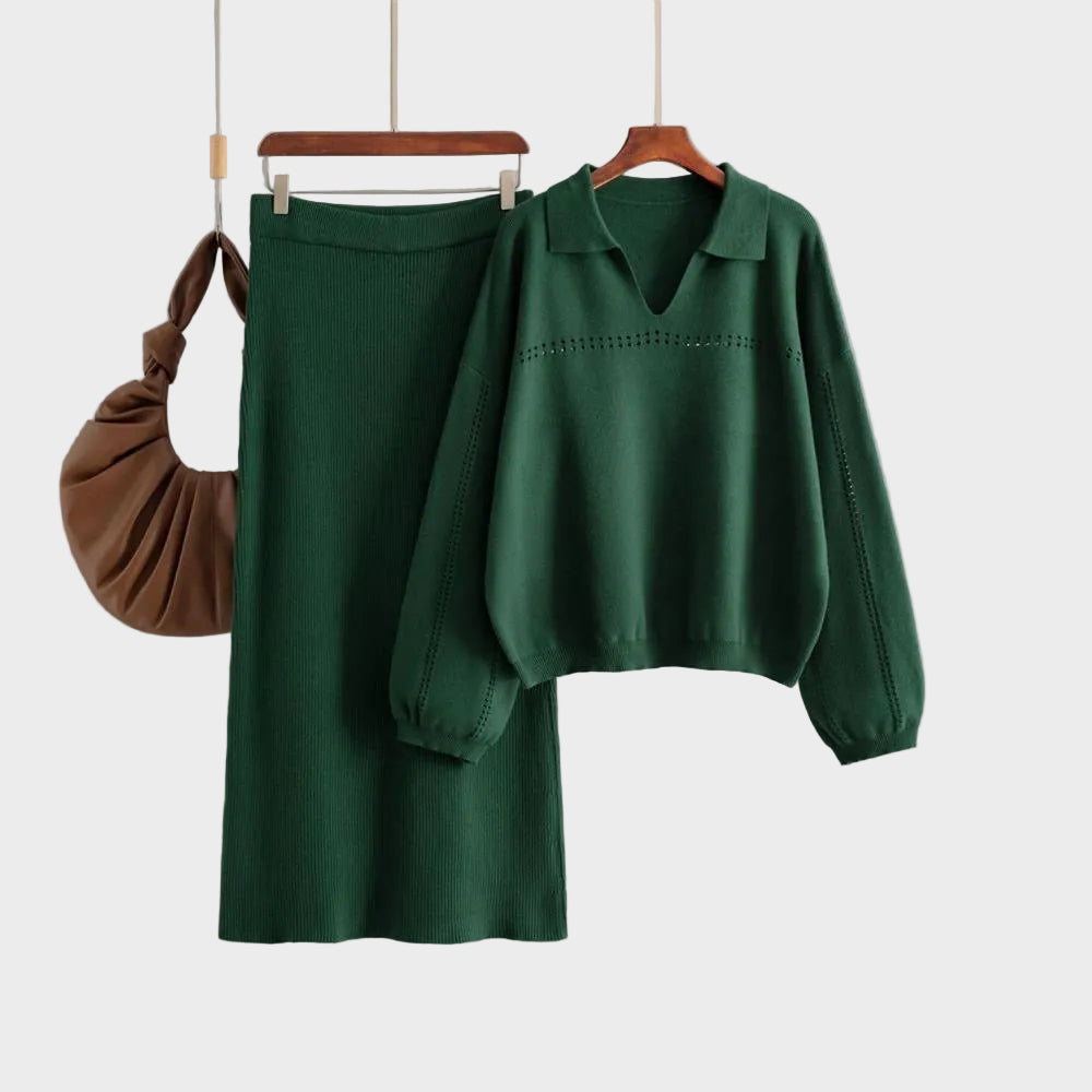 Aster -Σετ Coord από μαλλί Premium - Πουλόβερ με φούστα (Premium Woolen Coord Set - Sweater with Skirt)