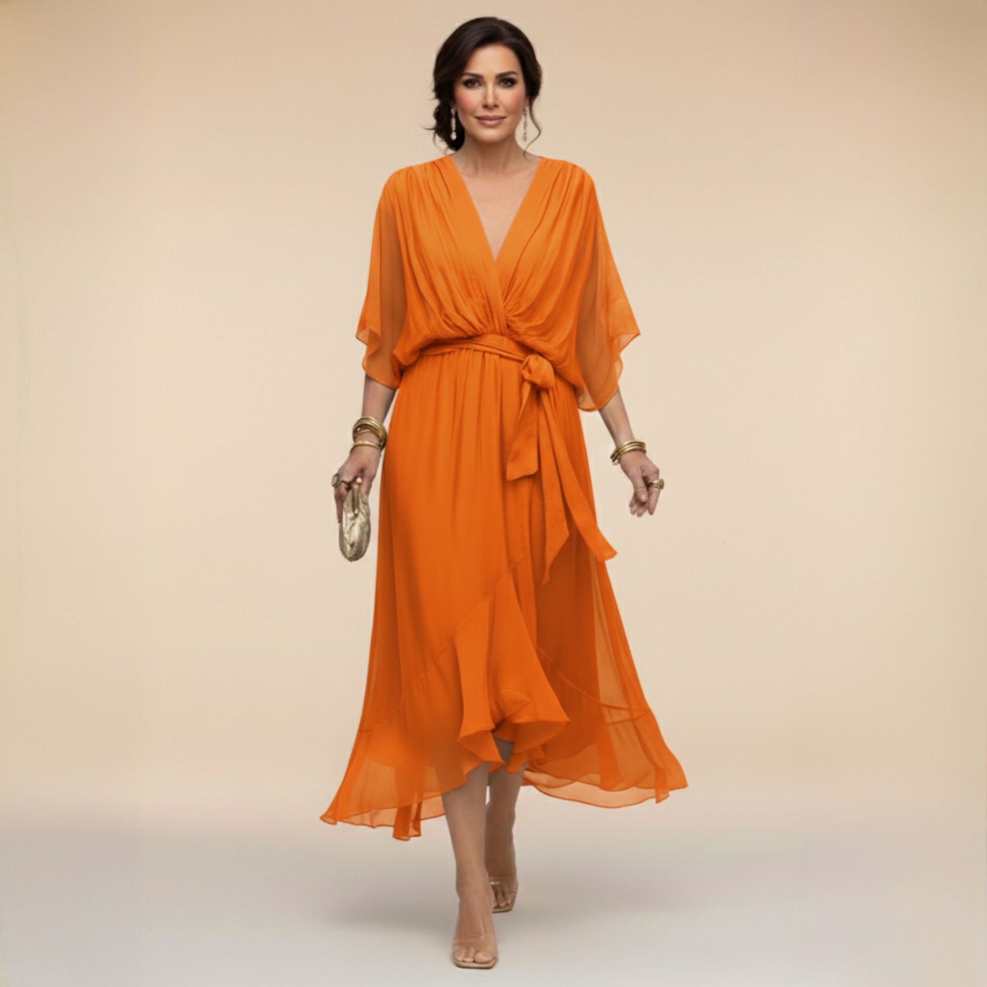 Marta | Chiffon Φόρεμα με V-λαιμόκοψη