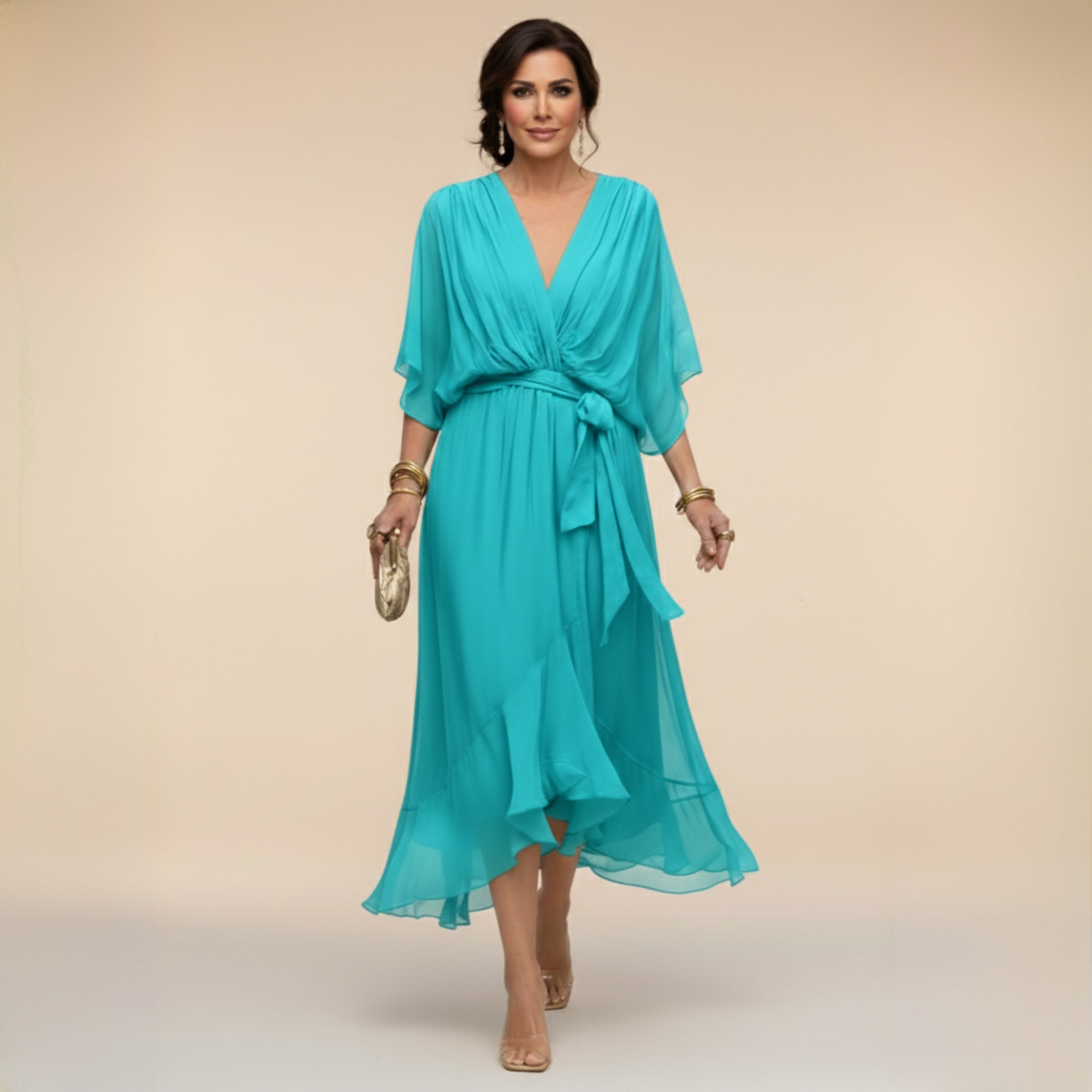 Marta | Chiffon Φόρεμα με V-λαιμόκοψη