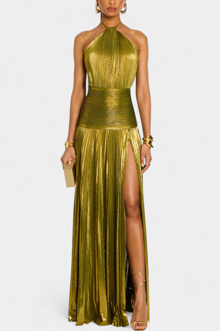 Emma | Μεταλλικό Halter Φόρεμα με Ανοιχτή Πλάτη