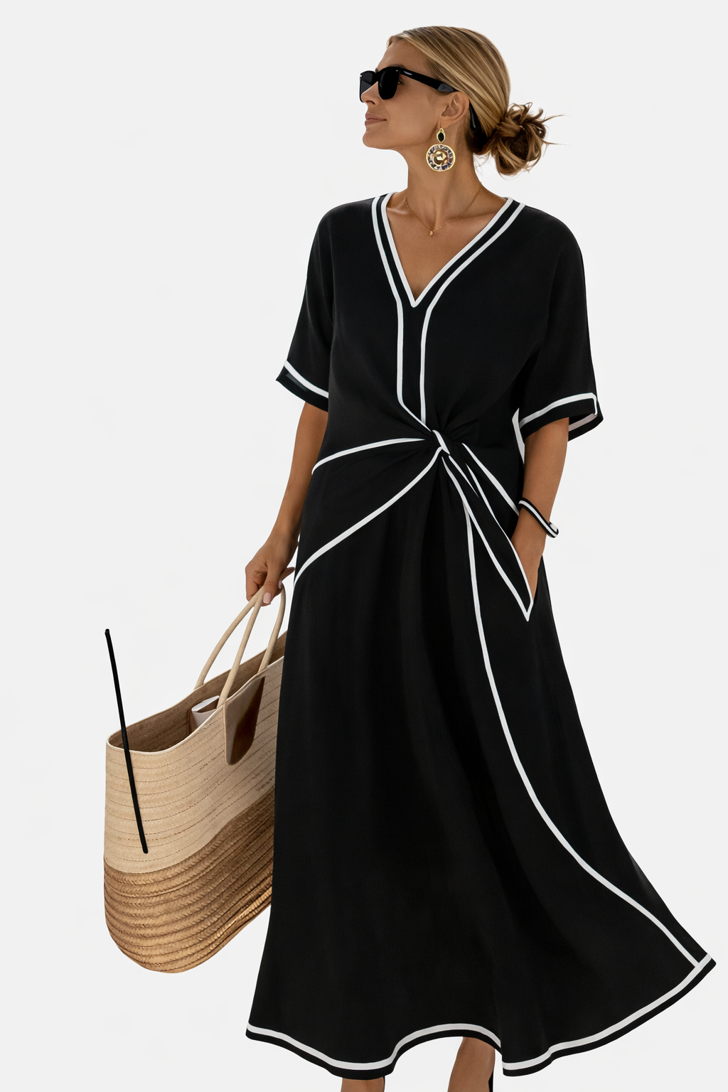 Elena | γυναικείο χαλαρό ριγέ φόρεμα με στάμπα