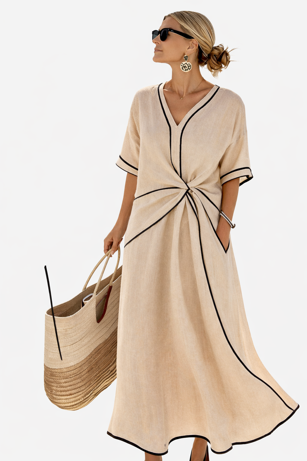 Elena | γυναικείο χαλαρό ριγέ φόρεμα με στάμπα