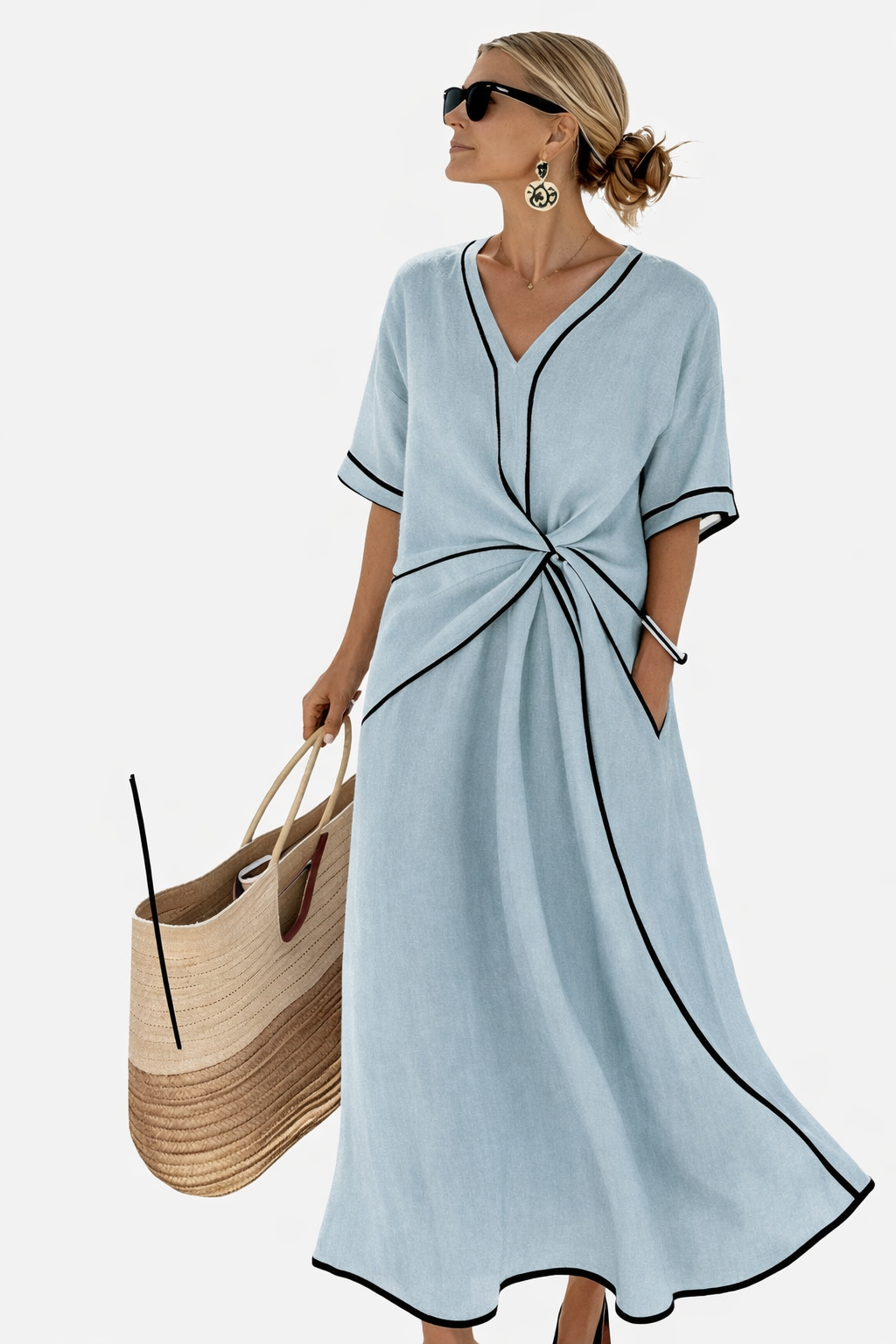 Elena | γυναικείο χαλαρό ριγέ φόρεμα με στάμπα