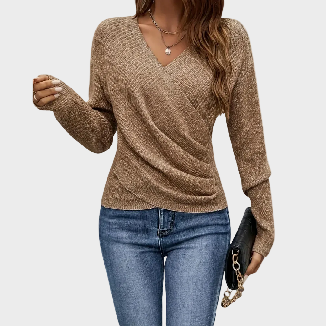 Seravielle | Κομψή Κρουαζέ Μπλούζα με Λαιμόκοψη V