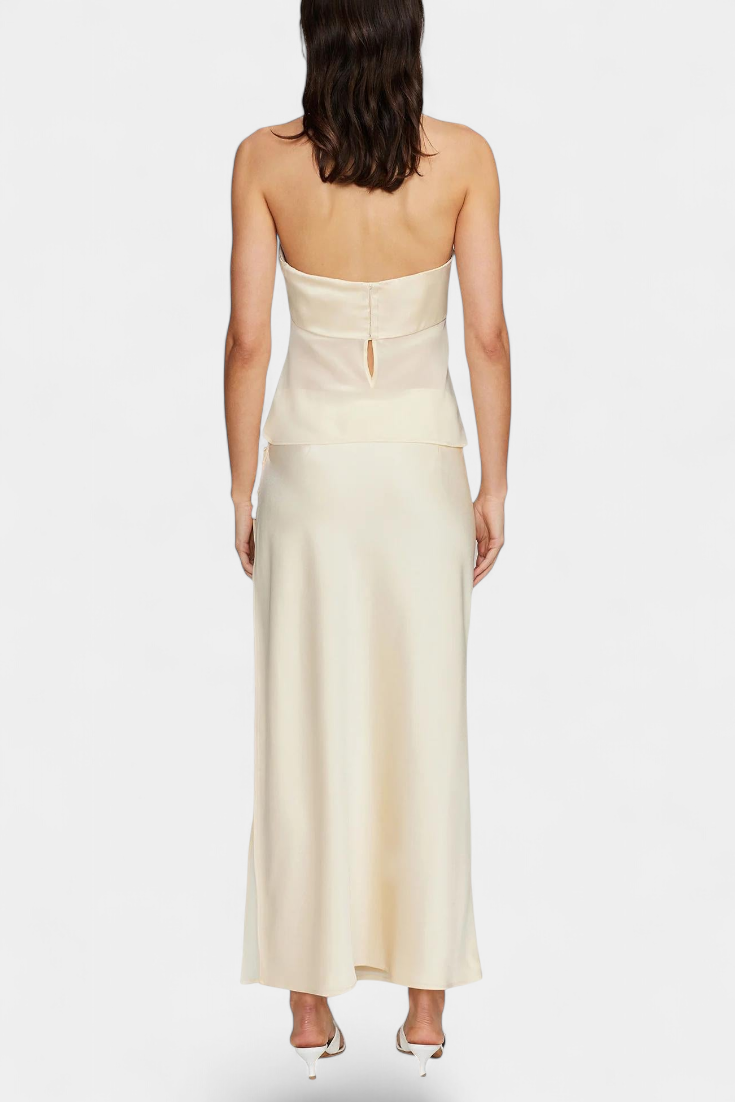 Fjorela Σετ με Μίντι Φούστα και Στράπλες Τοπ σε Απόχρωση Butter