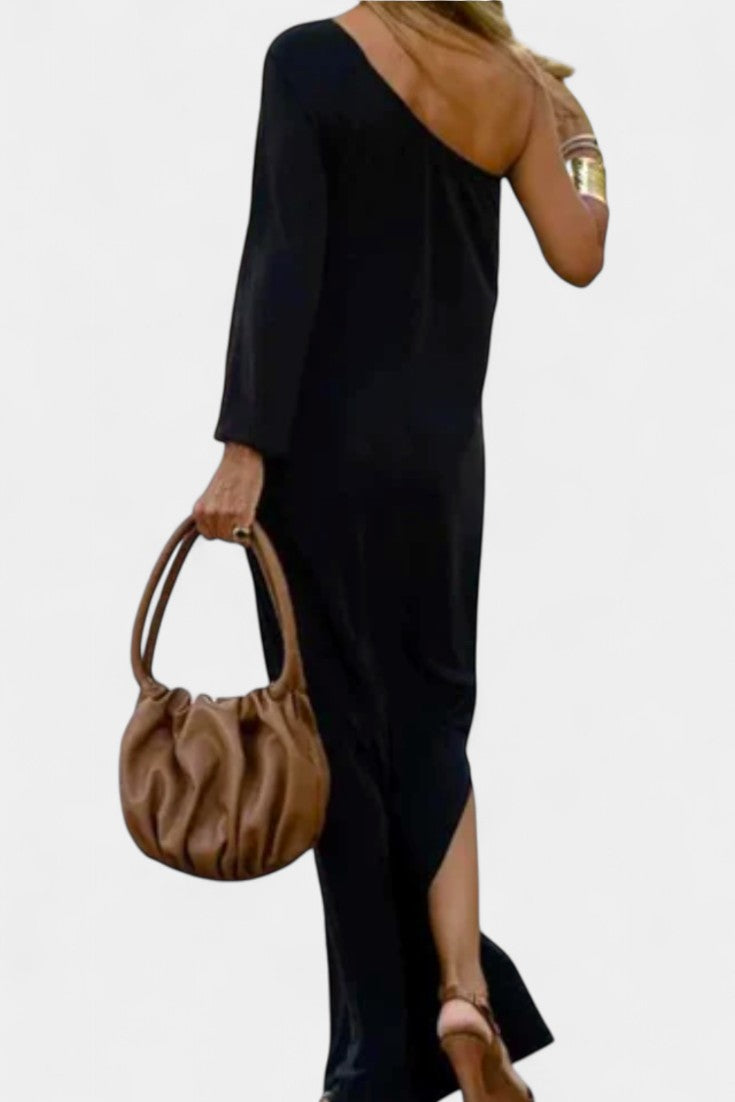 Maddie Κομψό Μίντι Φόρεμα με Έναν Ώμο