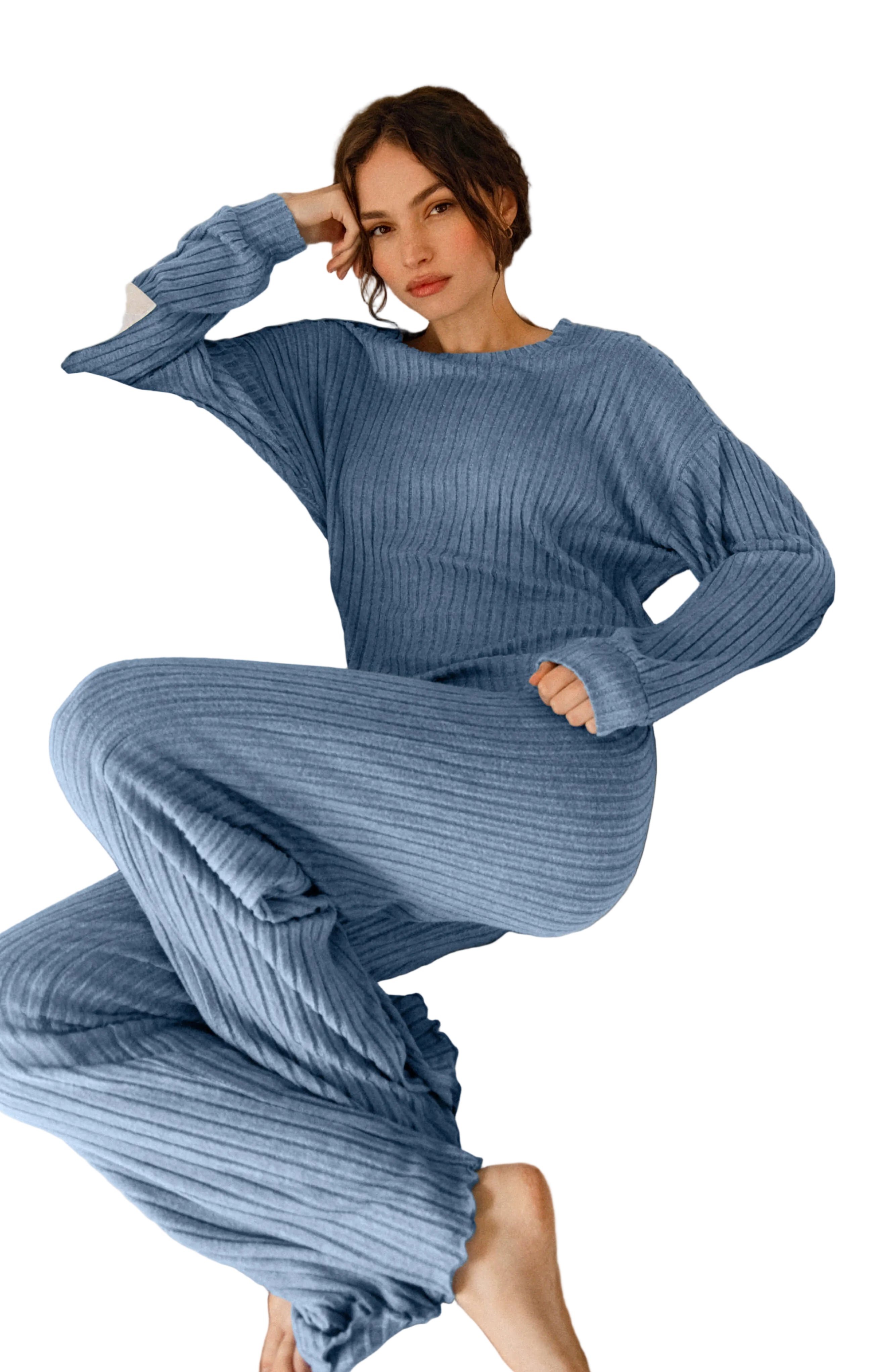 Megan | Παντελόνι Dawn από Μεταξένιο Ριμπ Ύφασμα με Σούρες (Dawn Smocked Silky Rib Pant)